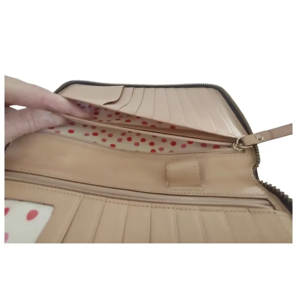 KATE SPADE Leather Wellesley Travel Wallet Zip Around for Passport & Documents